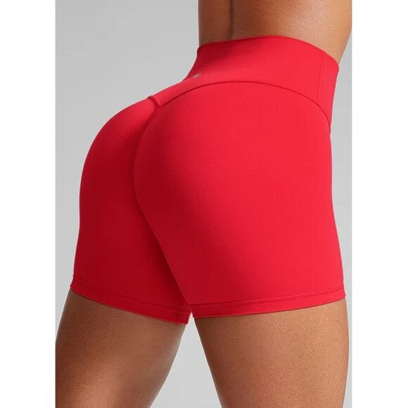 CRZ YOGA Women's Secretsculpt No Front Seam Short 4'' Size M In Aurora Red - Picture 3 of 14